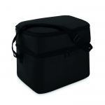 Bolsa térmica corporativa poliéster 600D con dos compartimentos Freeze color negro segunda vista