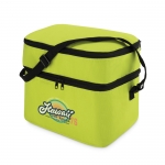 Bolsa térmica corporativa poliéster 600D con dos compartimentos Freeze color verde lima vista principal tercera vista