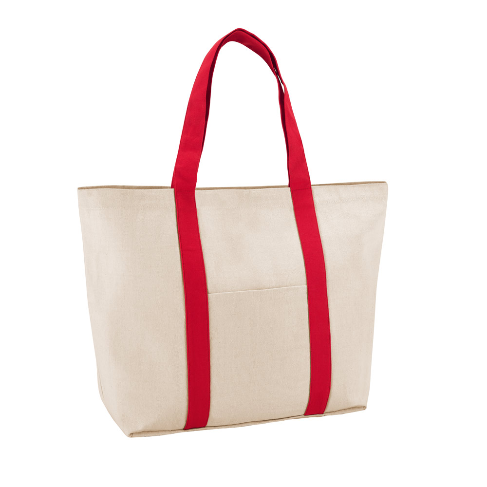 Bolsa de algodón con bolsillo y cierre magnético 280 g/m2 Eco Beach color rojo Bolsa de algodón con bolsillo y cierre magnético 280 g/m2 Eco Beach color rojo