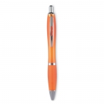 Bolígrafo de plástico barato acabado antideslizante tinta azul Color color naranja transparente