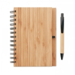 Libreta reciclada con boli y tapas de bambú A5 hojas a rayas Bamboo color madera segunda vista