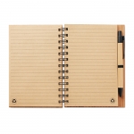 Libreta reciclada con boli y tapas de bambú A5 hojas a rayas Bamboo color madera tercera vista