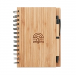 Libreta reciclada con boli y tapas de bambú A5 hojas a rayas Bamboo color madera segunda vista principal