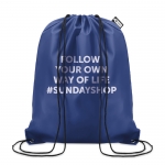Mochila saco promocional de plástico reciclado Urban Recycled color azul vista principal