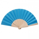 Abanicos personalizados baratos de madera y poliéster Woodster color azul real