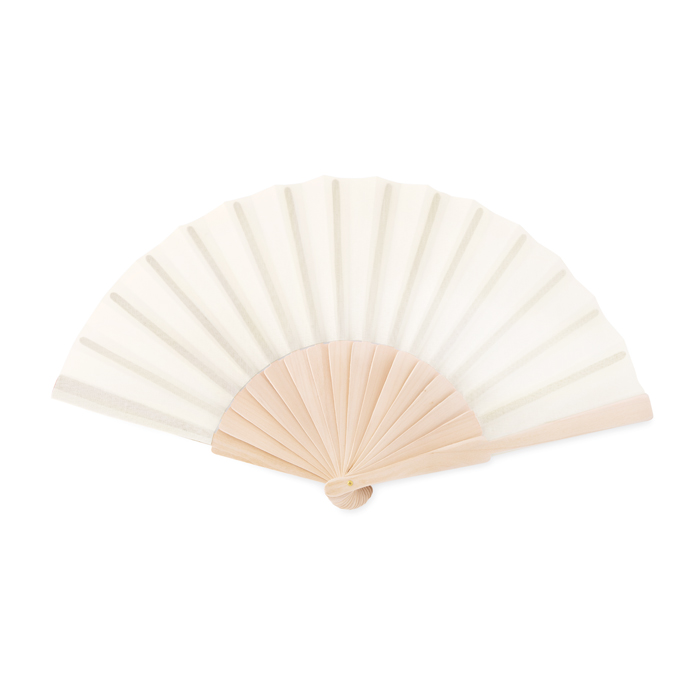 Abanicos personalizados baratos de madera y poliéster Woodster color beige Abanicos personalizados baratos de madera y poliéster Woodster color beige
