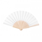 Abanicos personalizados baratos de madera y poliéster Woodster color blanco