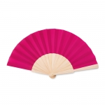Abanicos personalizados baratos de madera y poliéster Woodster color fucsia