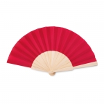 Abanicos personalizados baratos de madera y poliéster Woodster color rojo