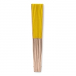 Abanicos personalizados baratos de madera y poliéster Woodster color amarillo segunda vista