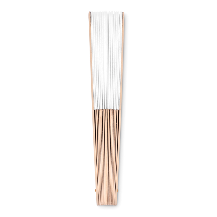 Abanicos personalizados baratos de madera y poliéster Woodster color blanco segunda vista Abanicos personalizados baratos de madera y poliéster Woodster color blanco segunda vista