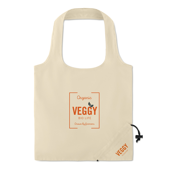 Bolsa plegable personalizada de algodón 105 g/m2 Strawberry Cotton color beige tercera vista principal Bolsa plegable personalizada de algodón 105 g/m2 Strawberry Cotton color beige tercera vista principal