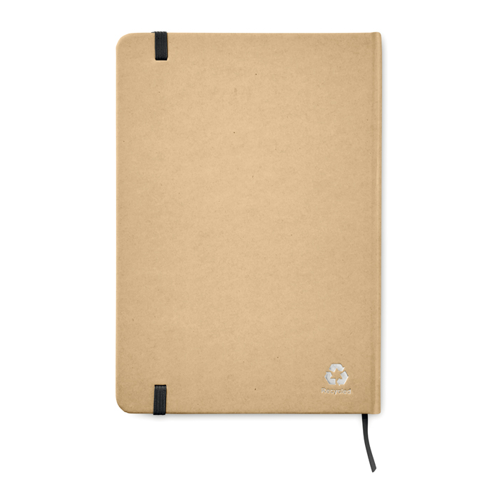 Libreta personalizada reciclada con elástico A5 hojas a rayas EcoNote color negro segunda vista Libreta personalizada reciclada con elástico A5 hojas a rayas EcoNote color negro segunda vista