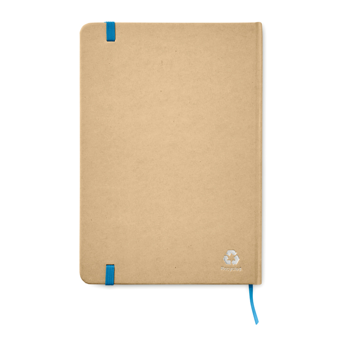 Libreta personalizada reciclada con elástico A5 hojas a rayas EcoNote color azul segunda vista Libreta personalizada reciclada con elástico A5 hojas a rayas EcoNote color azul segunda vista