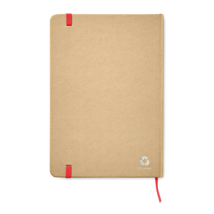 Libreta personalizada reciclada con elástico A5 hojas a rayas EcoNote color rojo segunda vista Libreta personalizada reciclada con elástico A5 hojas a rayas EcoNote color rojo segunda vista