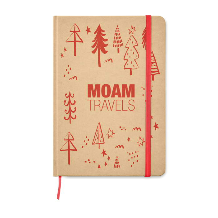Libreta personalizada reciclada con elástico A5 hojas a rayas EcoNote color rojo vista principal Libreta personalizada reciclada con elástico A5 hojas a rayas EcoNote color rojo vista principal