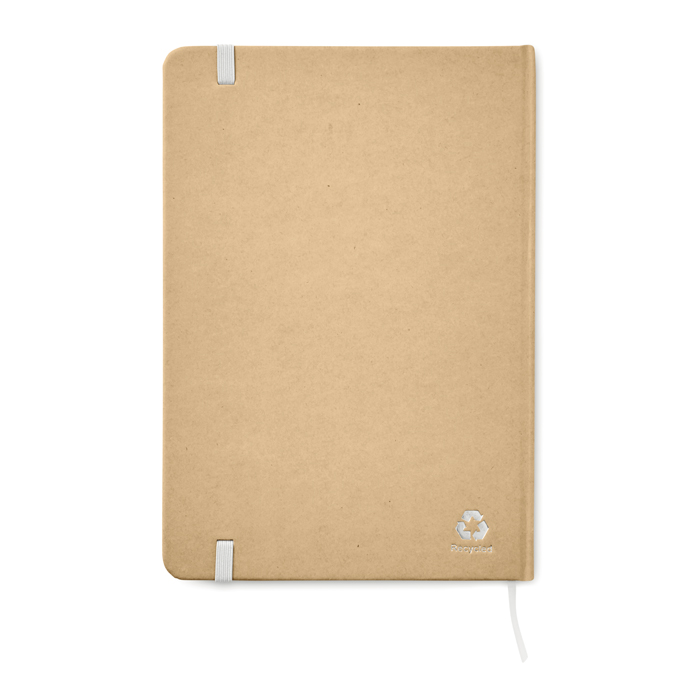 Libreta personalizada reciclada con elástico A5 hojas a rayas EcoNote color blanco segunda vista Libreta personalizada reciclada con elástico A5 hojas a rayas EcoNote color blanco segunda vista