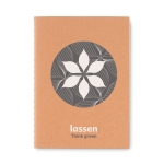 Bloc de notas reciclado con tapas de cartón A6 hojas lisas color beige vista principal segunda vista