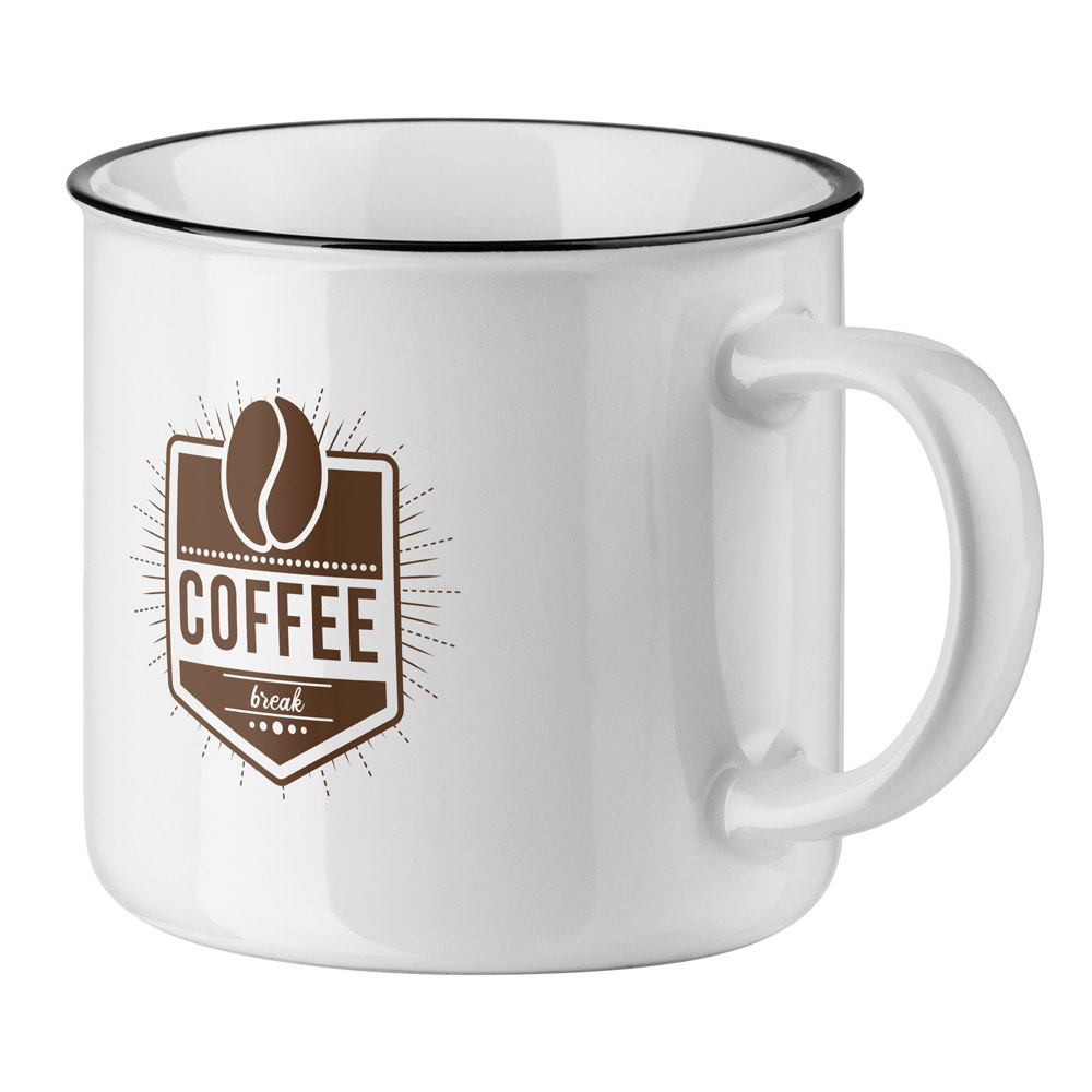 Taza de cerámica vintage blanca de 340ml White Vintage color blanco imagen con logo Taza de cerámica vintage blanca de 340ml White Vintage color blanco imagen con logo