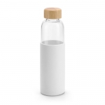 Botella de cristal con funda de silicona color blanco 1