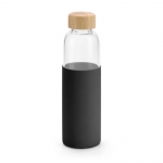 Botella de cristal con funda de silicona color negro 4