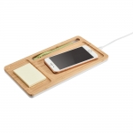 Set de sobremesa de bambú con cargador inalámbrico Bamboo Tidy color natural tercera vista