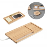 Set de sobremesa de bambú con cargador inalámbrico Bamboo Tidy varios colores