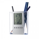 Lapicero personalizado con calendario, reloj y termómetro Curve color transparente
