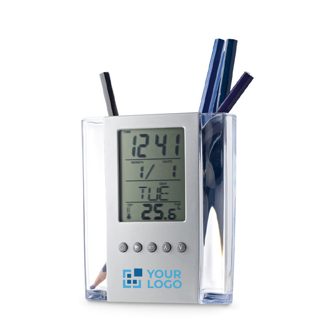 Lapicero personalizado con calendario, reloj y termómetro Curve
