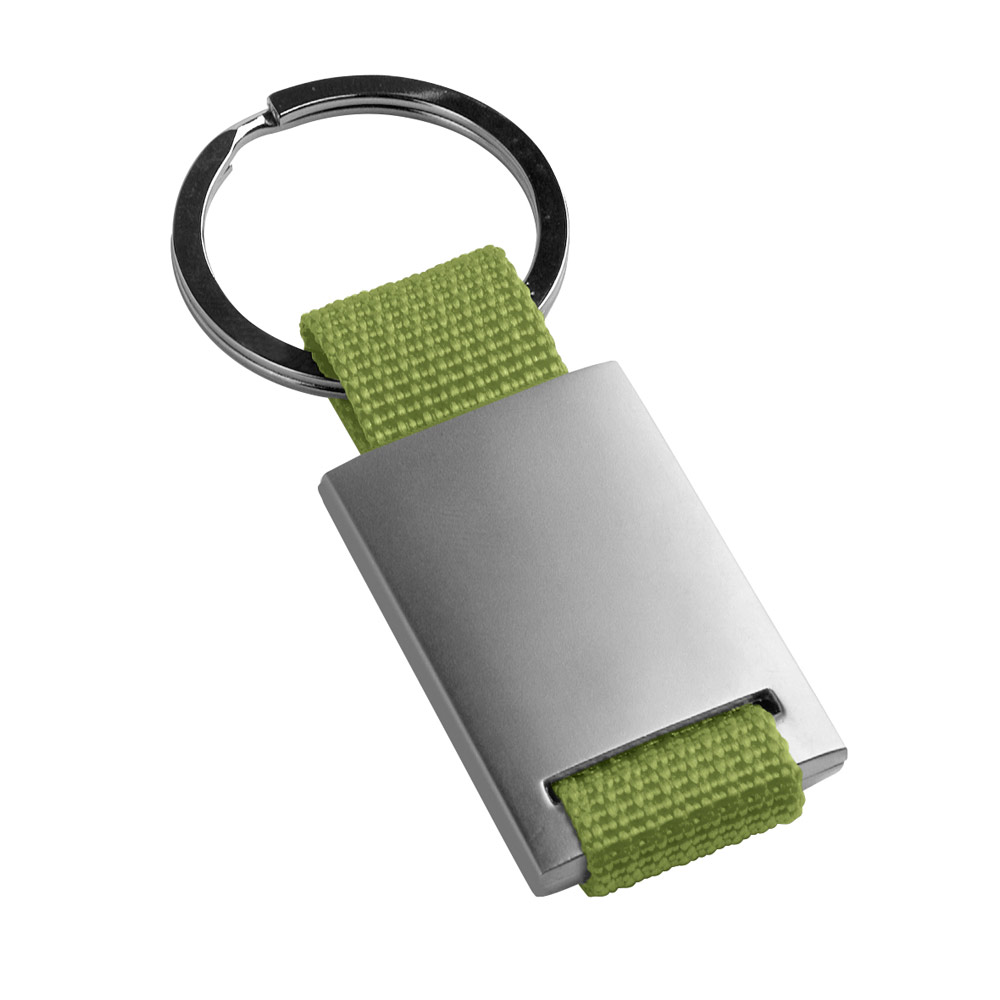 Llavero serigrafiado de metal con tira de colores en poliéster Colors color verde claro