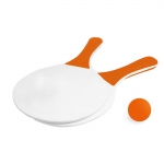 Set de tenis para playa con 2 raquetas de madera y 1 bola color naranja tercera vista