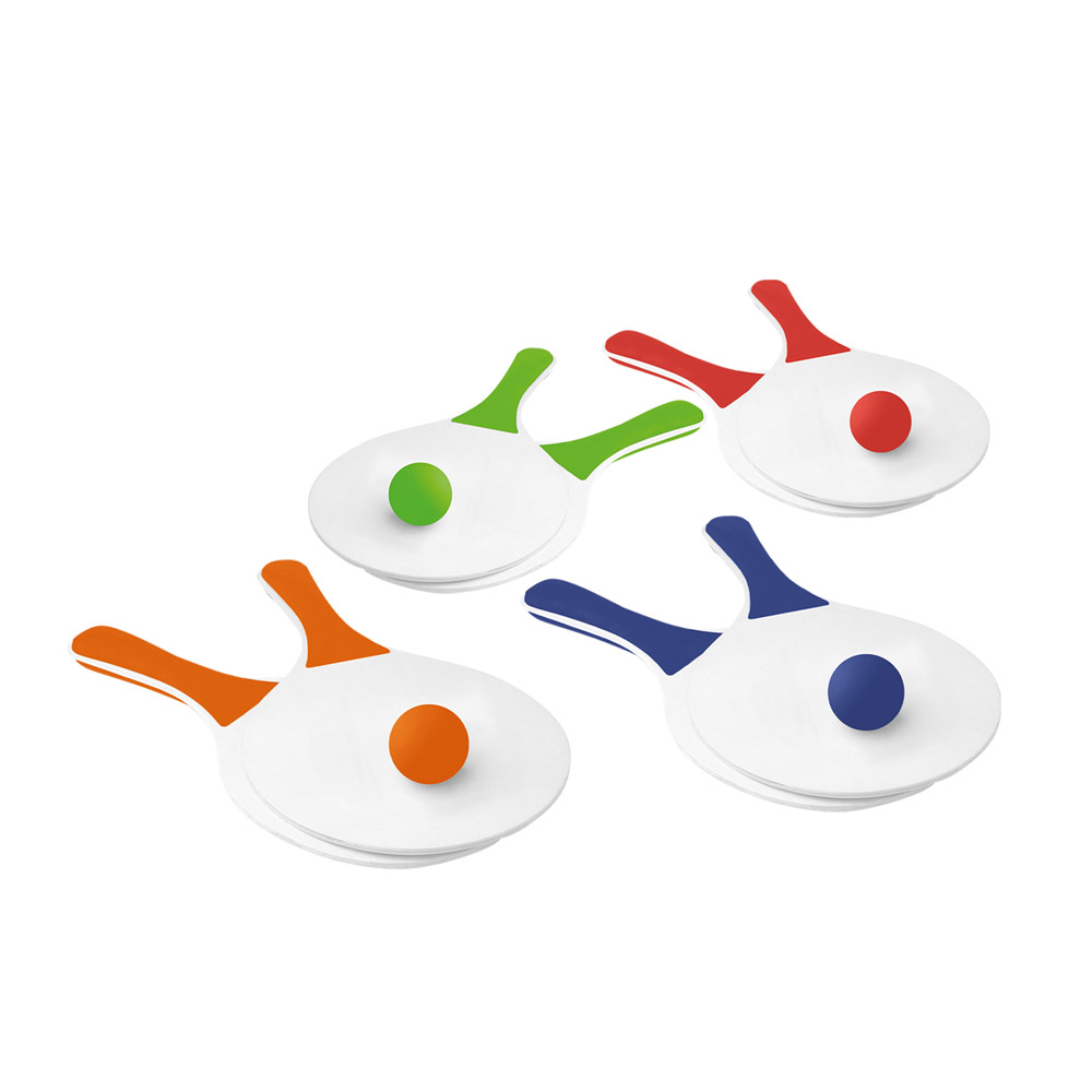 Set de tenis para playa con 2 raquetas de madera y 1 bola varios colores