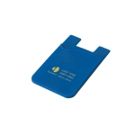 Tarjeteros personalizados de silicona con cinta adhesiva SilconCase color azul imagen con logo