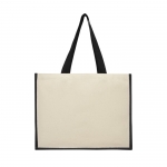 Bolsas publicitarias de yute y canvas con interior laminado Jute Beach color negro segunda vista trasera