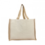 Bolsas publicitarias de yute y canvas con interior laminado Jute Beach color natural segunda vista frontal