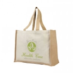 Bolsas publicitarias de yute y canvas con interior laminado Jute Beach color natural segunda vista impresión serigrafía