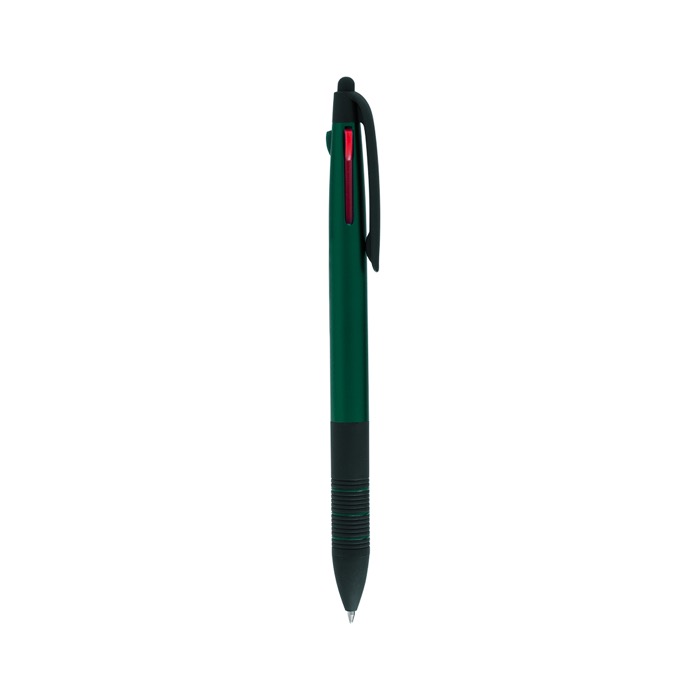 Bolígrafos de merchandising baratos tinta de 3 colores Multicolor color verde oscuro primera vista Bolígrafos de merchandising baratos tinta de 3 colores Multicolor color verde oscuro primera vista