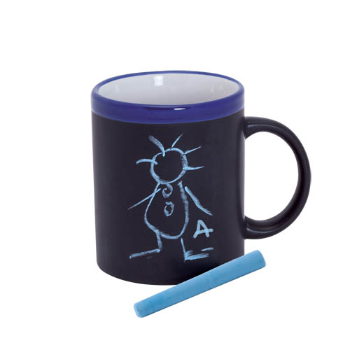 Taza personalizada de cerámica pizarra con tiza 350ml Chalk color azul