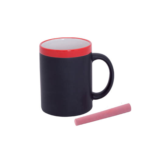 Taza personalizada de cerámica pizarra con tiza 350ml Chalk color rojo