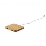 Base de carga inalámbrica cuadrada de bambú Natura Square color madera primera vista