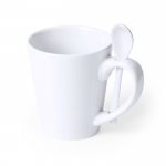 Tazas impresas con imagen circular y cuchara de 350ml Sublimcon color blanco primera vista