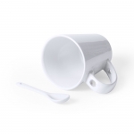 Tazas impresas con imagen circular y cuchara de 350ml Sublimcon color blanco segunda vista