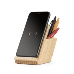Cargador con soporte para el móvil y portalápices de bambú Desk color natural cuarta vista