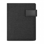 Portafolios corporativo con bloc, cierre magnético y placa A5 Grid color gris oscuro