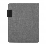 Portafolios corporativo con bloc, cierre magnético y placa A5 Grid color gris claro primera vista