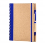 Cuadernos reciclados con bolígrafo y anillas A5 hojas lisas Colouring color azul