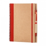 Cuadernos reciclados con bolígrafo y anillas A5 hojas lisas Colouring color rojo