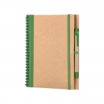 Cuadernos reciclados con bolígrafo y anillas A5 hojas lisas Colouring color verde primera vista