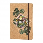 Libretas con tapas duras de corcho A5 hojas a rayas Basic Cork imagen con logo