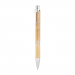 Bolígrafo personalizado de bambú y aluminio tinta azul Aster Bamboo color madera